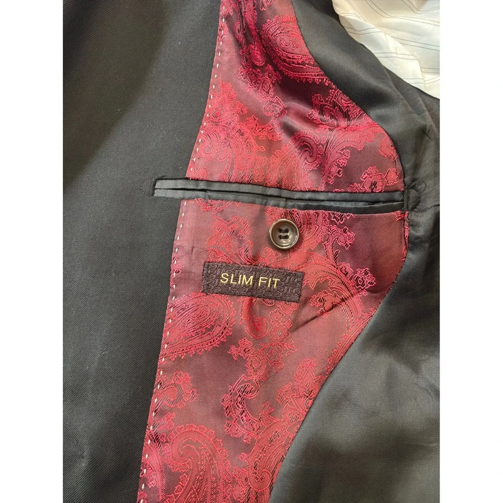 Cenne des Graoom Men's 44R Black 160s Wool Double Breasted Blazer Quiet Luxury